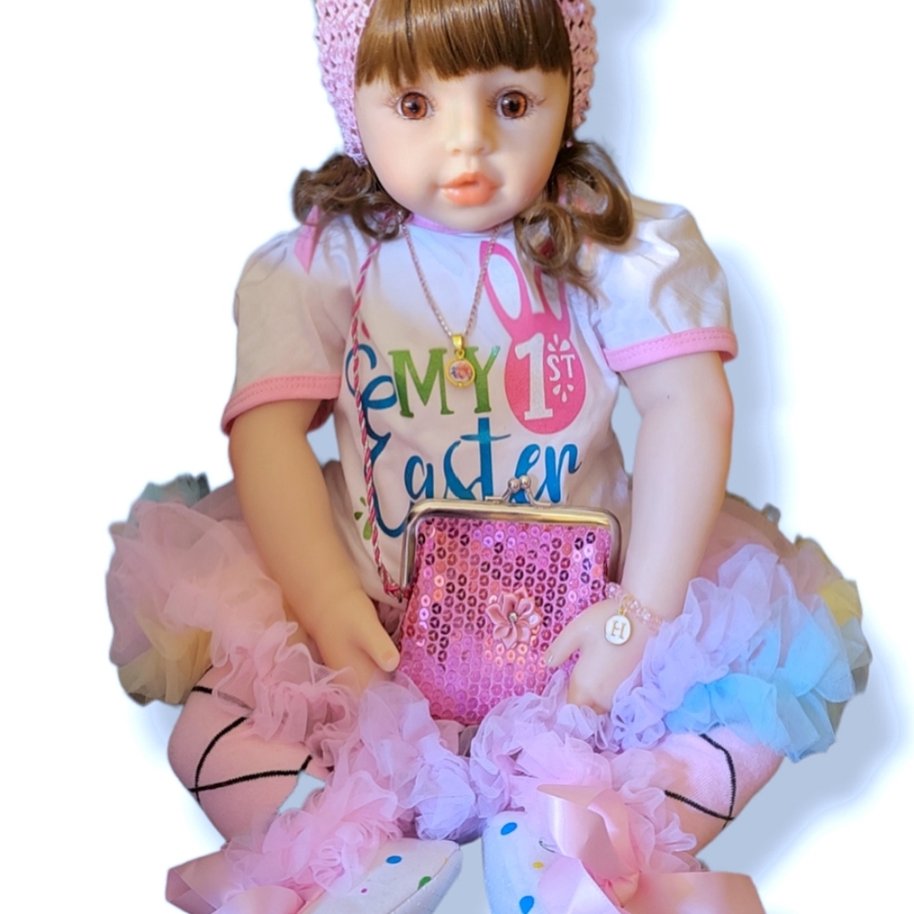 24 inch silicone vinyl doll. Iliana Collection. Luxury accessories. Reborn.